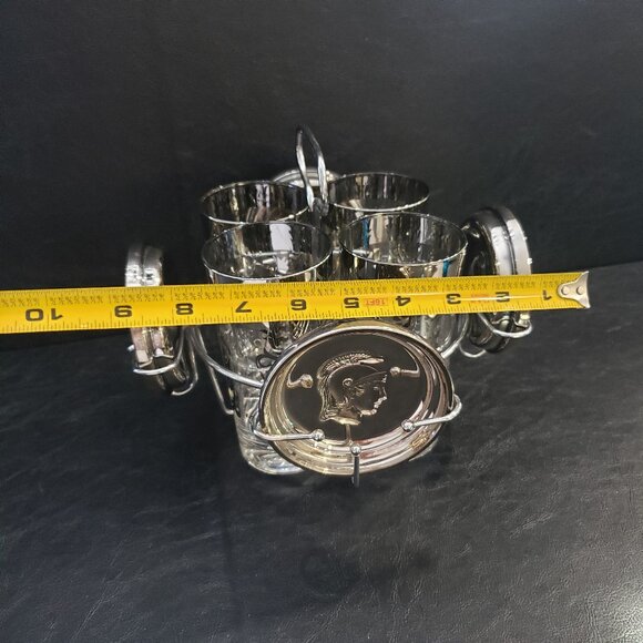 Retro Kimiko Guardian silver " Coat of Arms " Caddy with Glasses and Coasters - Picture 12 of 12